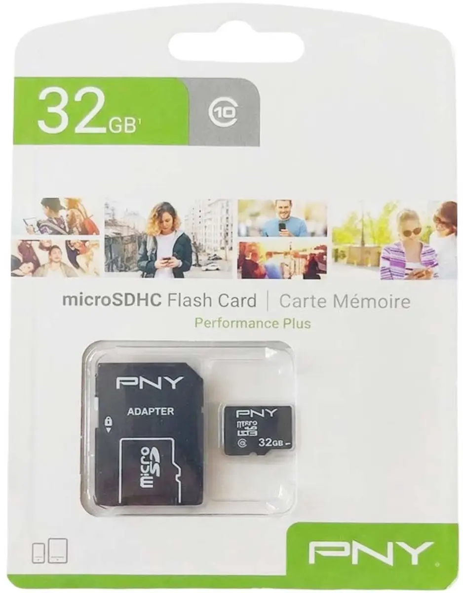 PNY MicroSD 32GB Klasse 10 Performance Plus PNYMICROSDPP32GO - Zwart