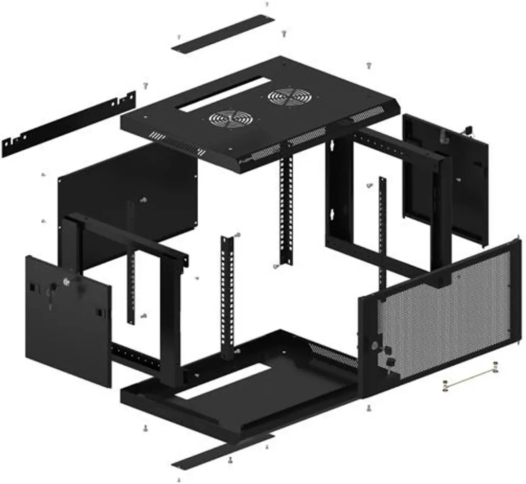 Lanberg Wandmontage Serverrack 19" 6U 600x450mm - Zwart