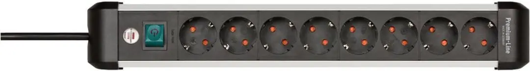Brennenstuhl Premium Alu-Line 8-voudig 3m Stekkerdoos - Zilver/Zwart
