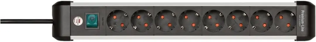 Brennenstuhl Premium Alu-Line 8-voudig 3m Stekkerdoos - Zilver/Zwart