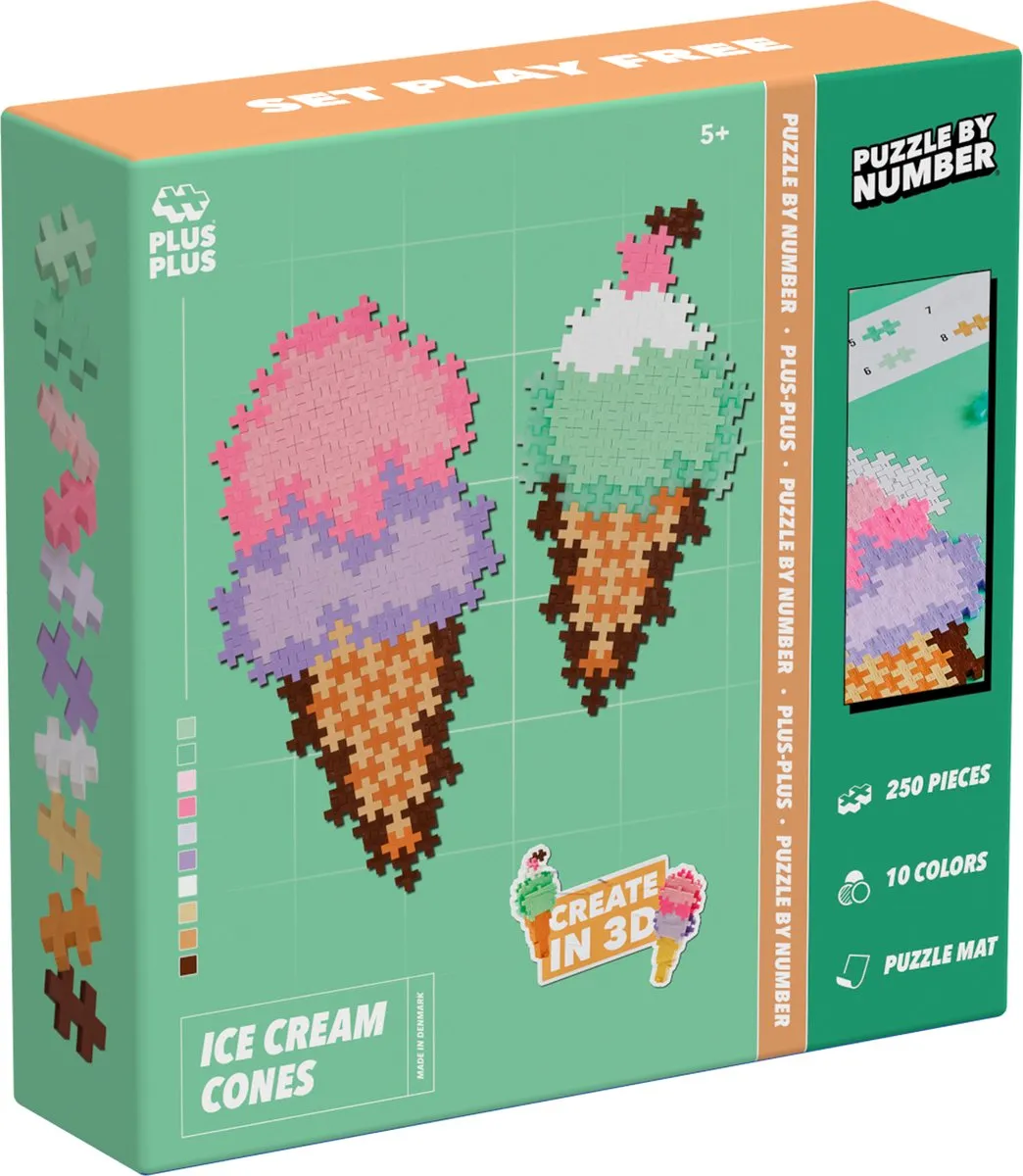 Plus-Plus Puzzle by Number Ice Cream Cones 4346 - 250 Stuks