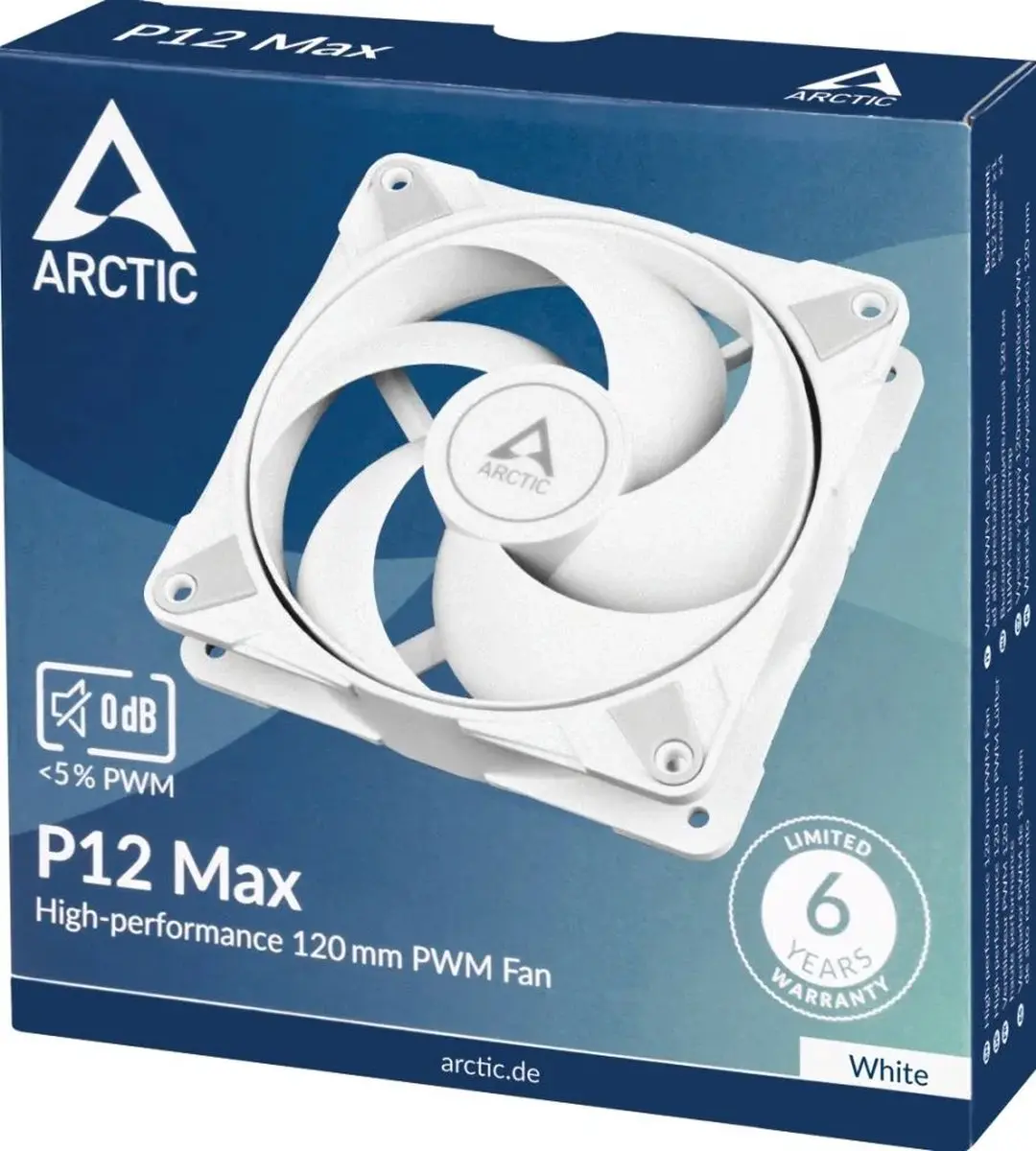 Arctic P12 Max White Ventilator 120mm - 81 cfm