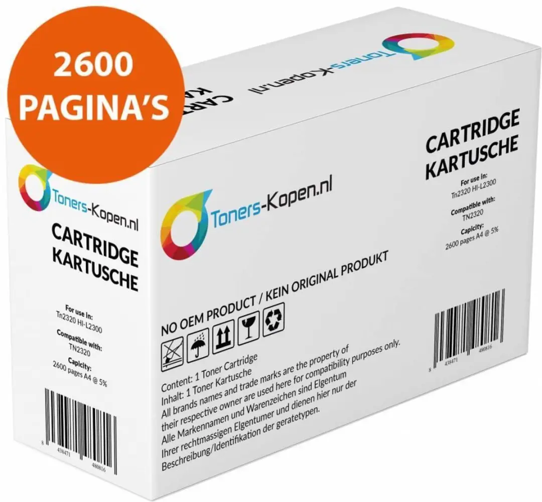 Brother TN-2320 Toner Zwart - 2600 Pagina's - Compatibel DCP-L2500/DCP-L2520DW