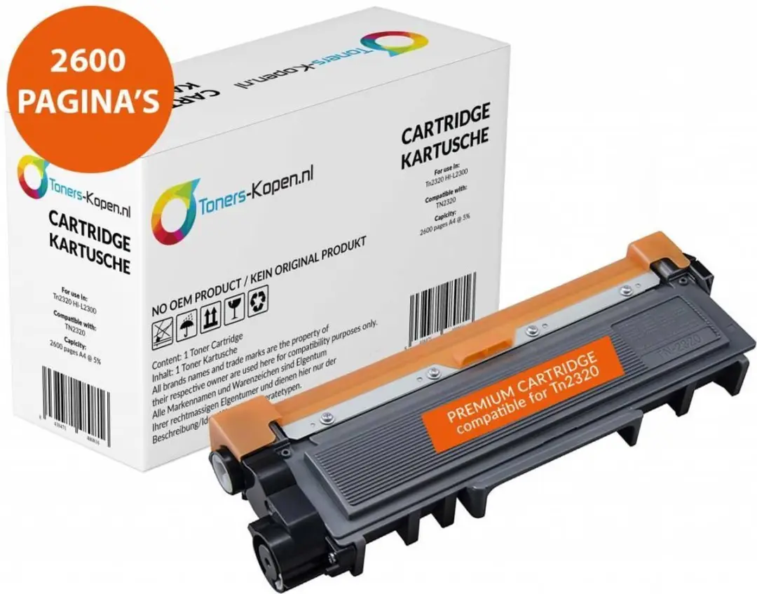 Brother TN-2320 Toner Zwart - 2600 Pagina's - Compatibel DCP-L2500/DCP-L2520DW