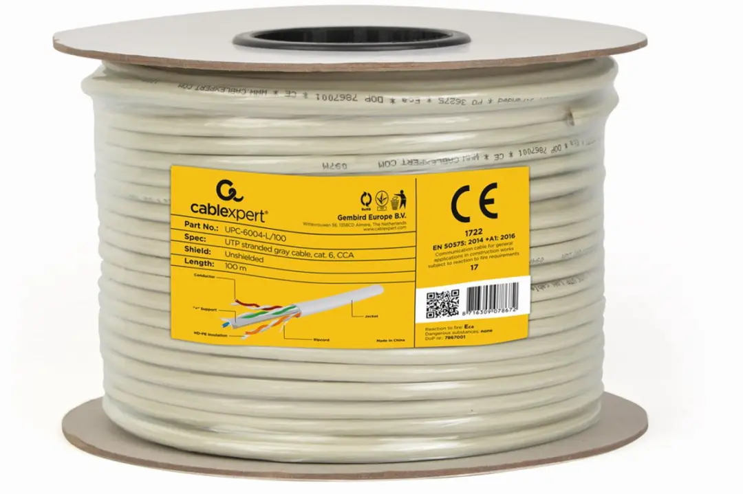 Cablexpert CAT6 UTP CCA Kabel - 100m - Grijs