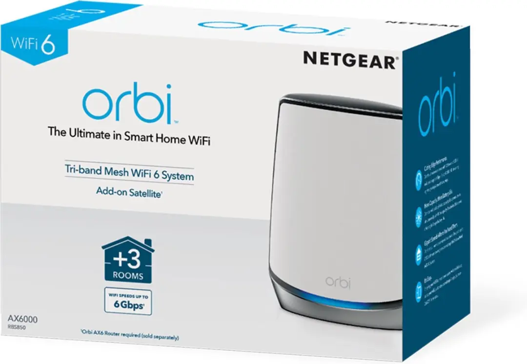 Netgear Orbi RBS850 Tri-Band Mesh WiFi 6 Satelliet - Multicolor