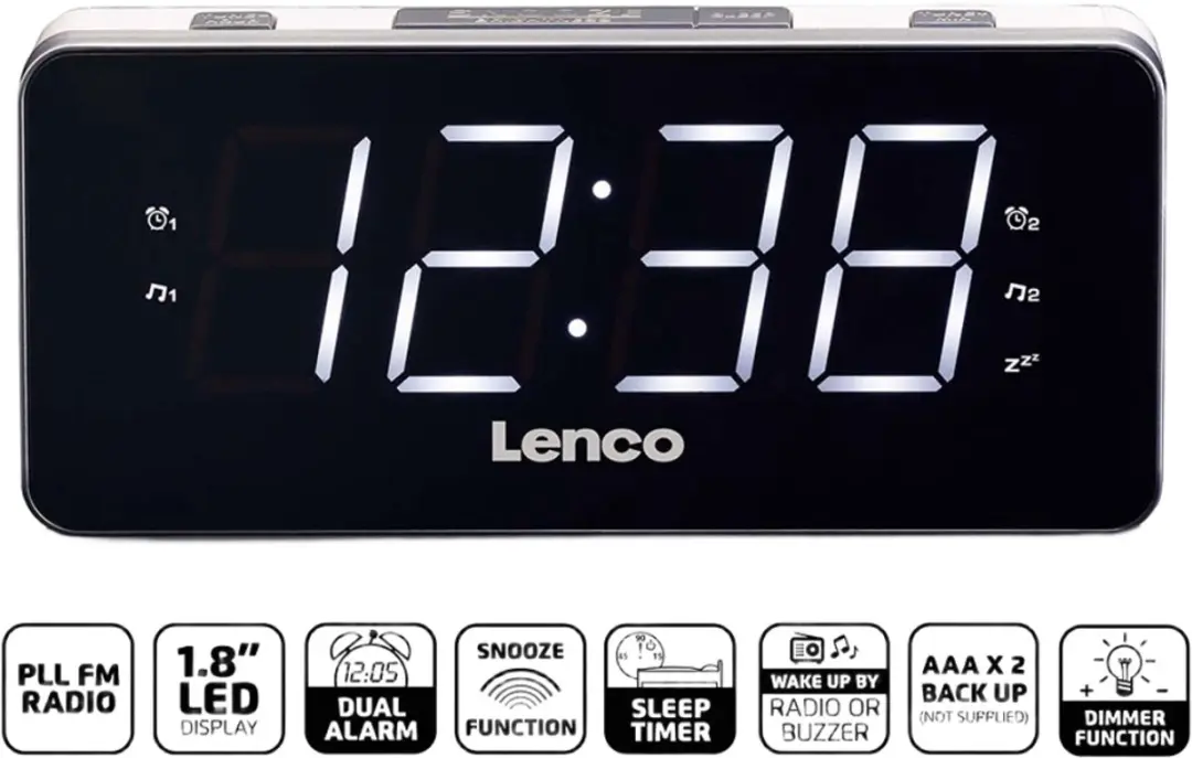Lenco CR-18 Wekkerradio - Wit - afbeelding 6 van 6