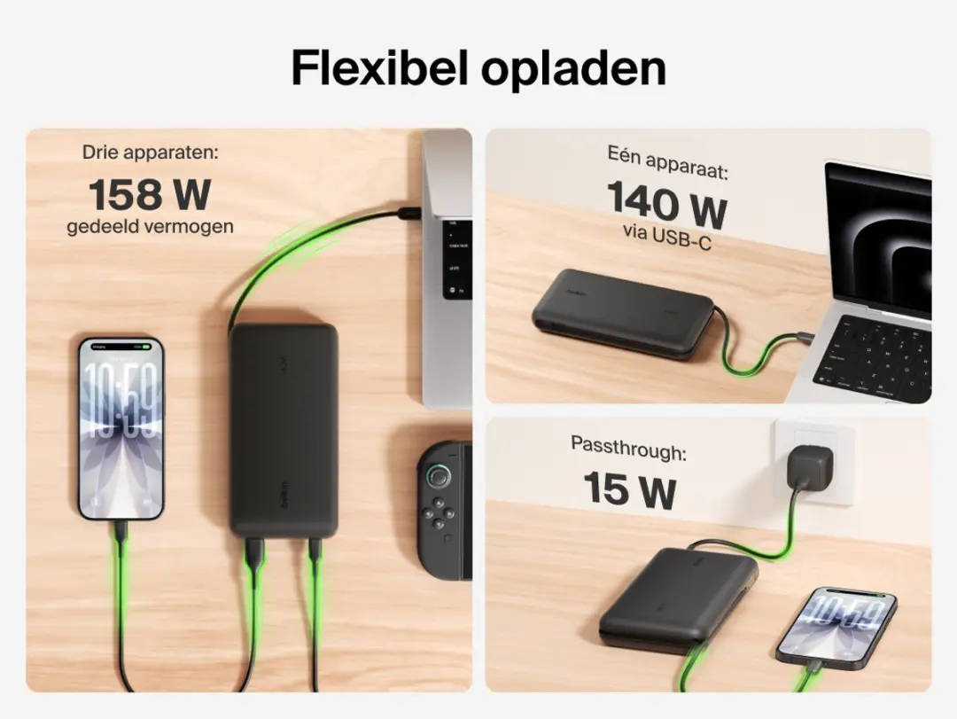 Belkin UltraCharge Pro BPB039HQBK Powerbank 25.000mAh - 140W USB-C - Zwart - afbeelding 6 van 6