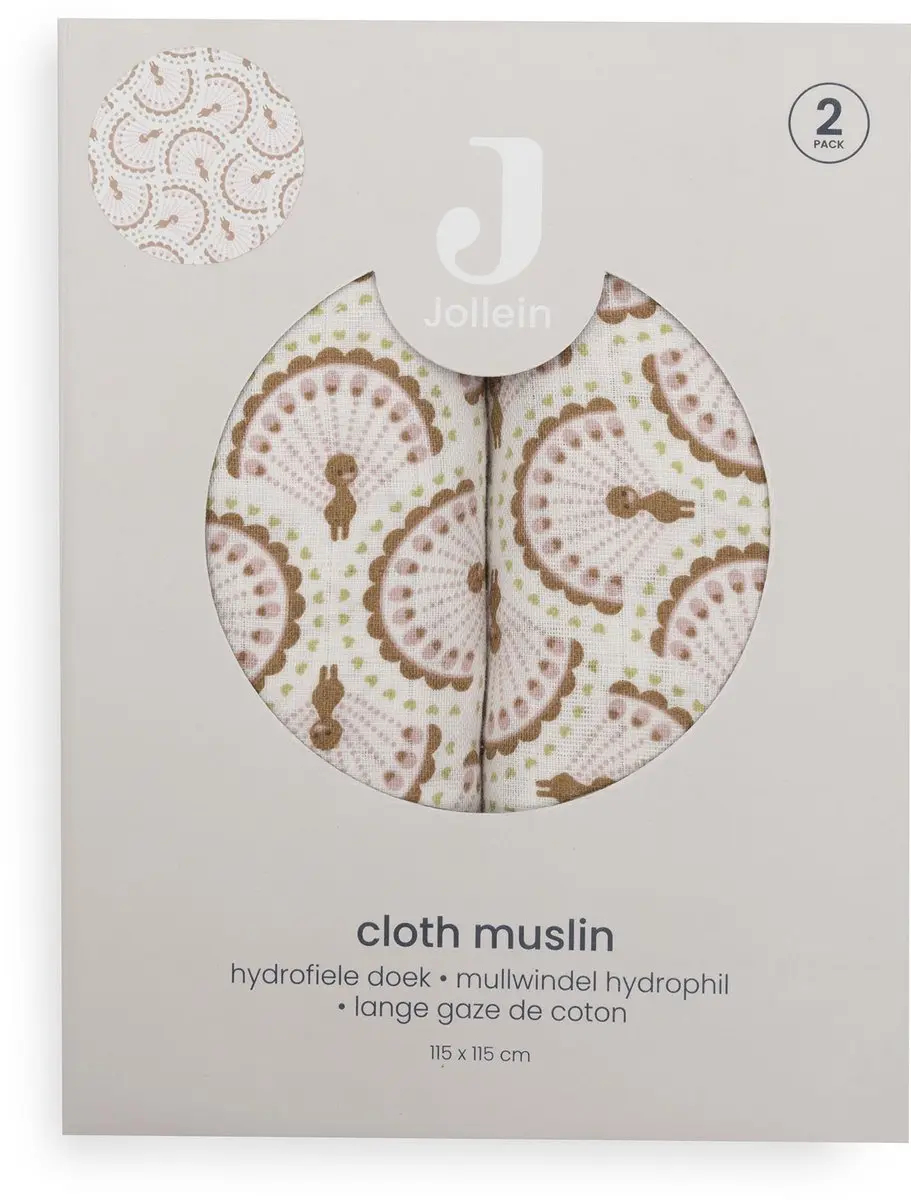 Jollein Hydrofiele Doek Large 115x115cm Soft Plumes - 2 Stuks - afbeelding 6 van 6