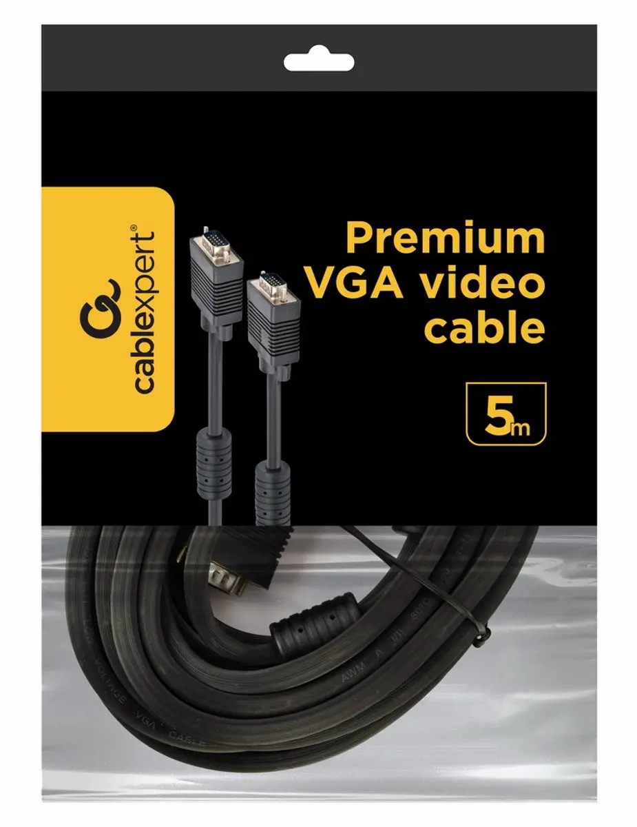Cablexpert Gembird CC-PPVGA-5M-B VGA-kabel - 5m - Zwart