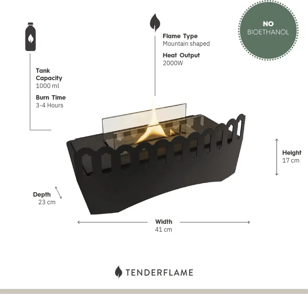 Tenderflame Classic Design Haard 2000W - Zwart - afbeelding 5 van 5