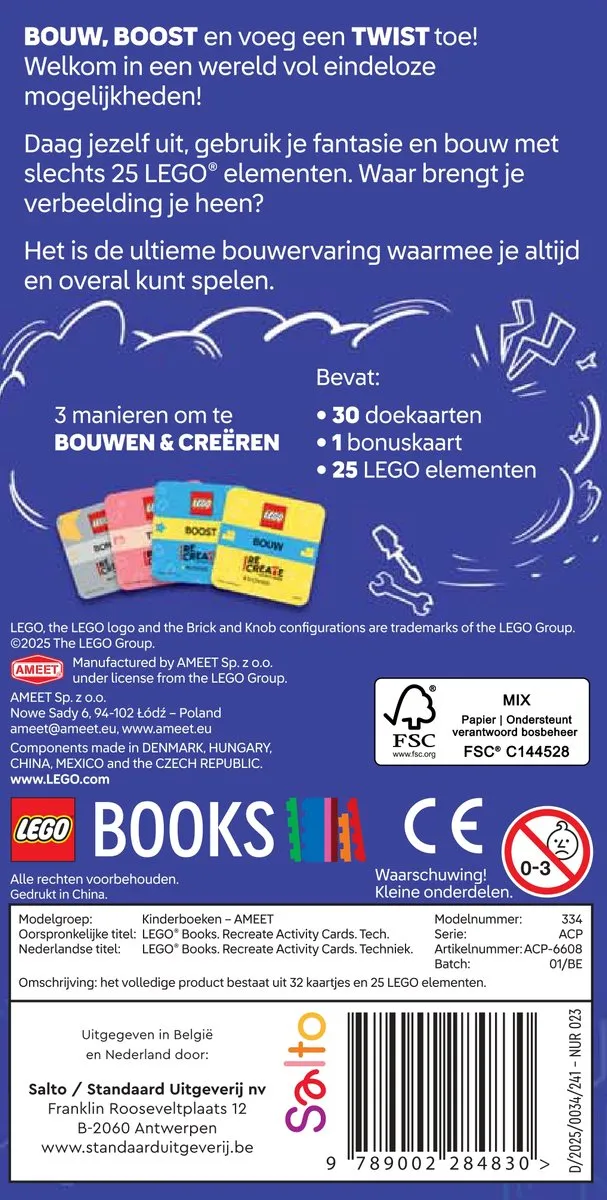 LEGO ReCreate Techniek Activiteitskaarten - 30 Kaarten + 25 Elementen