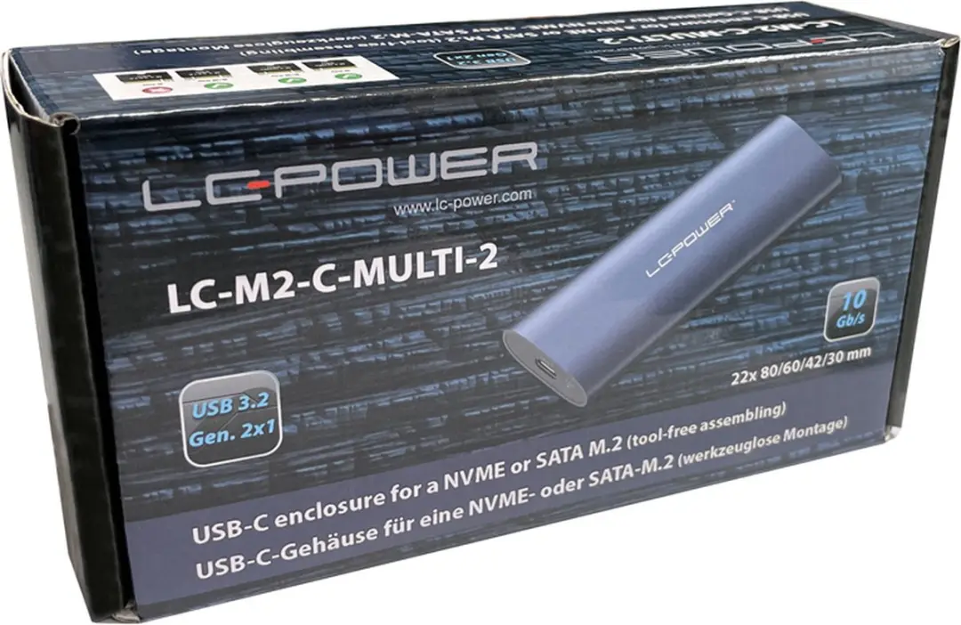 LC-Power LC-M2-C-MULTI-2 M.2 SSD Adapter - Grijs