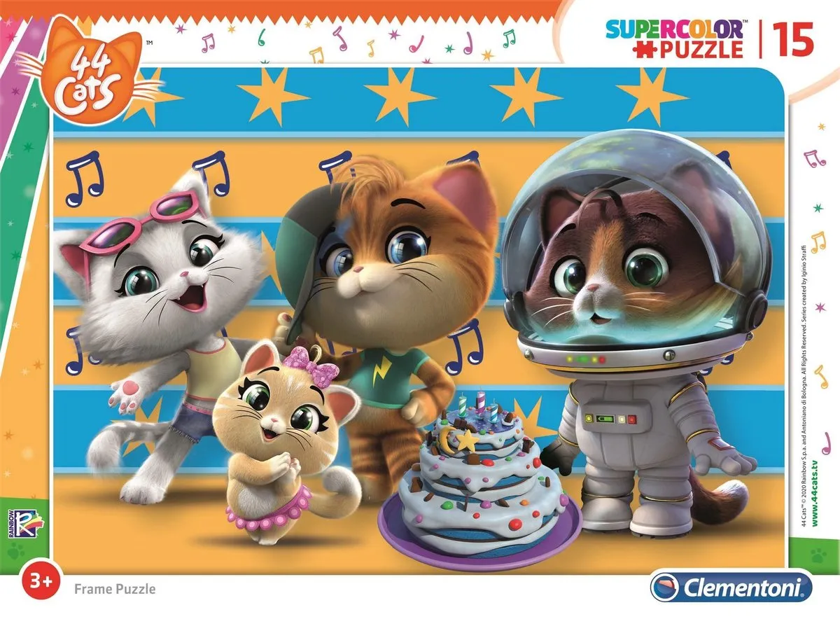 Clementoni 44 Cool Cats Kinderpuzzel 15 Stukjes - Multicolor