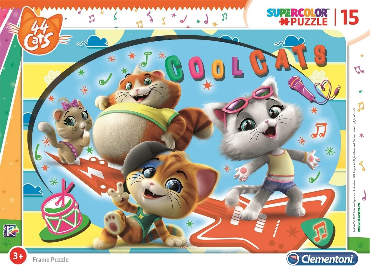 Clementoni 44 Cool Cats Kinderpuzzel 15 Stukjes - Multicolor
