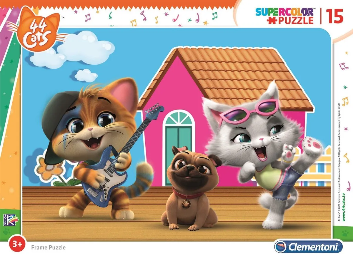 Clementoni 44 Cool Cats Kinderpuzzel 15 Stukjes - Multicolor