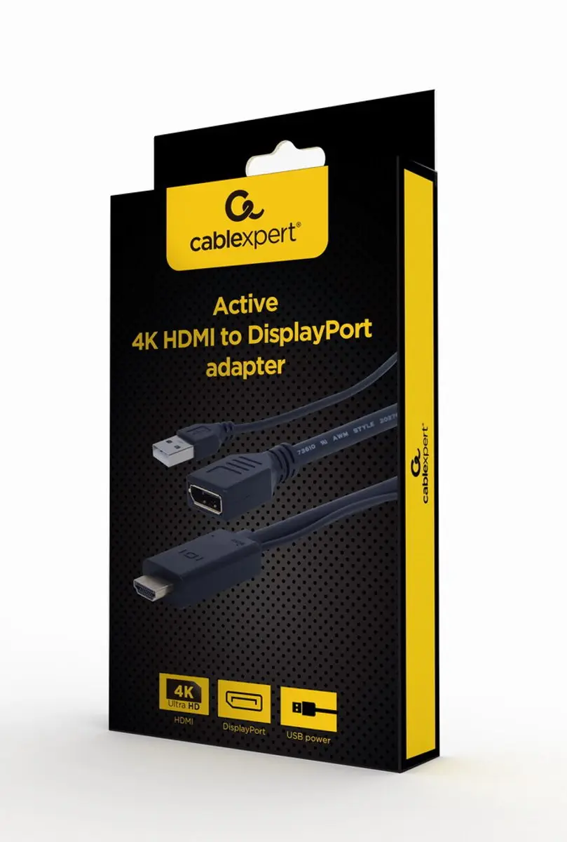 Cablexpert HDMI naar DisplayPort Adapter 4K 60Hz - 0,15m - Zwart