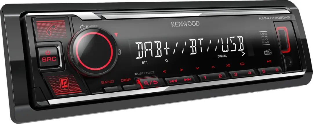 Kenwood KMM-BT408DAB Bluetooth Autoradio - 50W - Rood