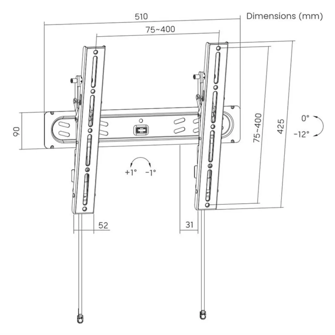 Gembird WM-65T-PRO-01 TV Muurbeugel 32-65" - Verstelbaar - Zwart