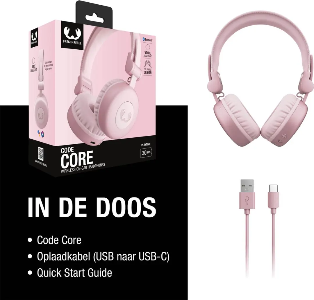 Fresh 'n Rebel Code Core Draadloze On-Ear Koptelefoon - Roze - afbeelding 6 van 6