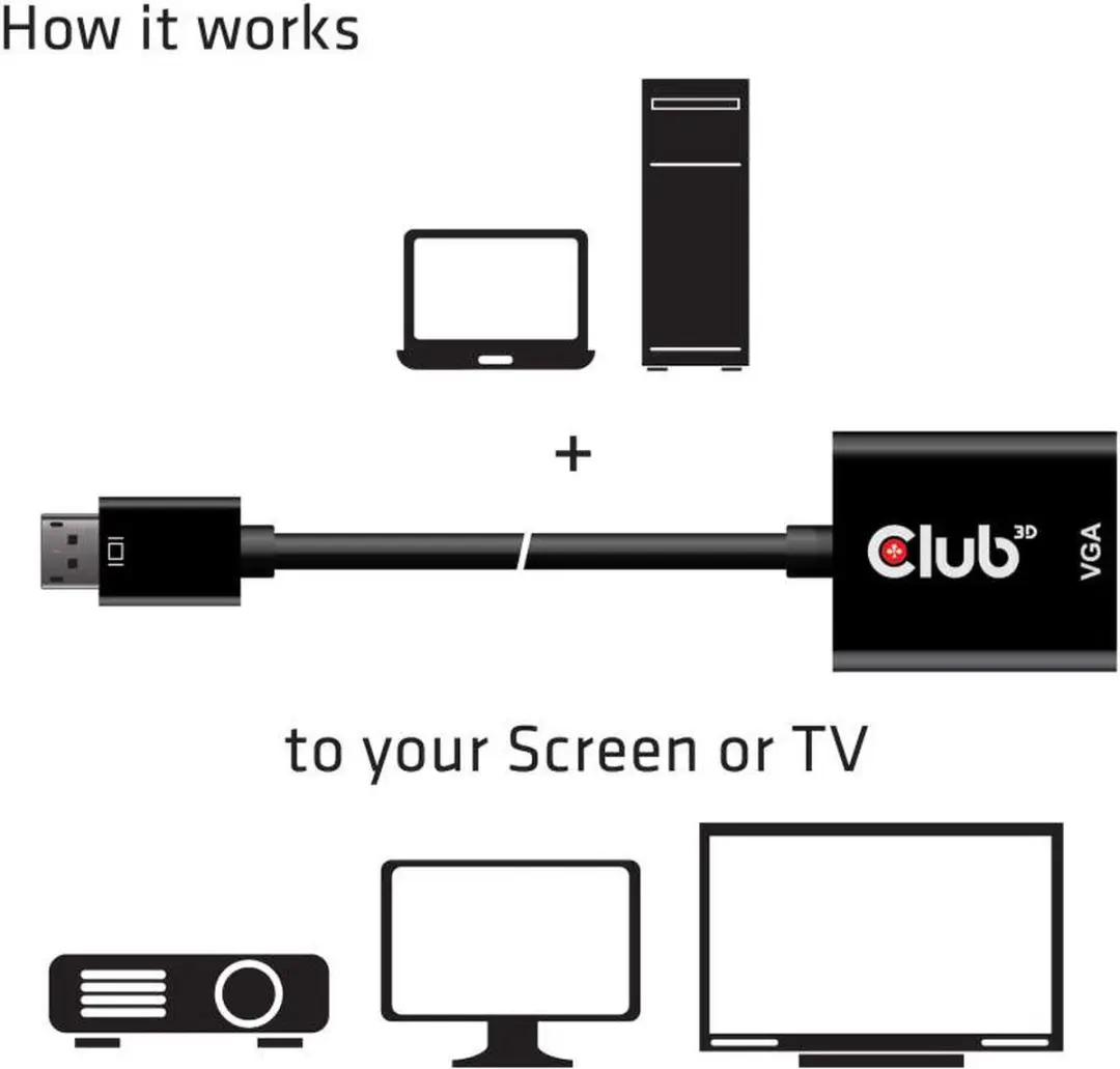Club 3D DisplayPort naar VGA Adapter CAC-2013 - Zwart