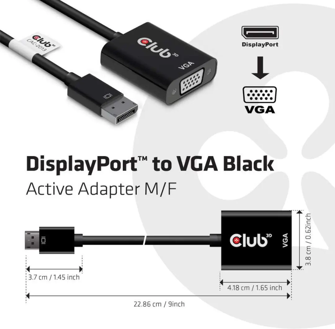 Club 3D DisplayPort naar VGA Adapter CAC-2013 - Zwart