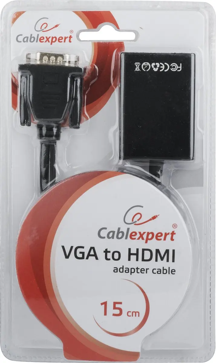 Cablexpert VGA naar HDMI Adapter 0,15m - Zwart