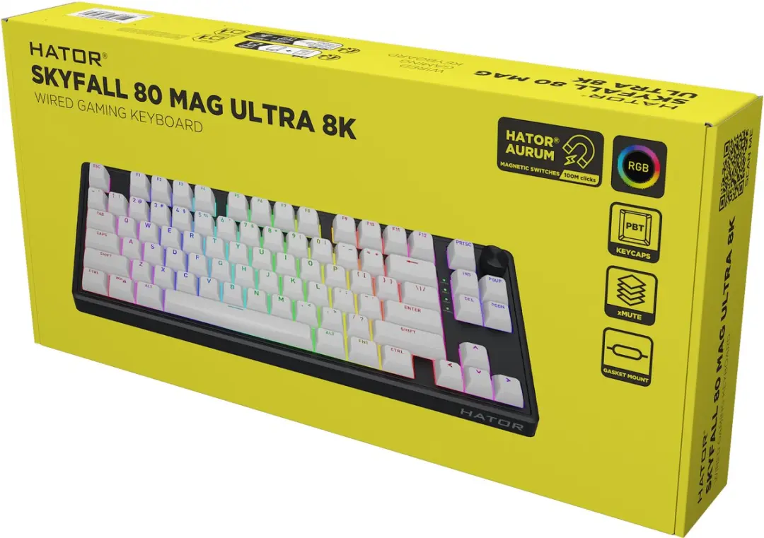 HATOR Skyfall 80 MAG ULTRA HTK1880 Gaming Toetsenbord - Amerikaans Engels - Zwart/Wit