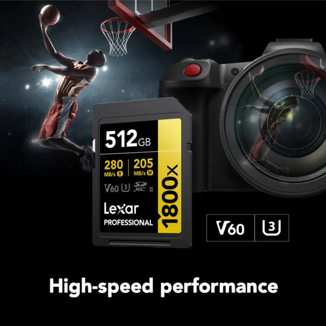 Lexar SD Pro Gold Series UHS-II 1800x 512GB - 270MB/s Lezen