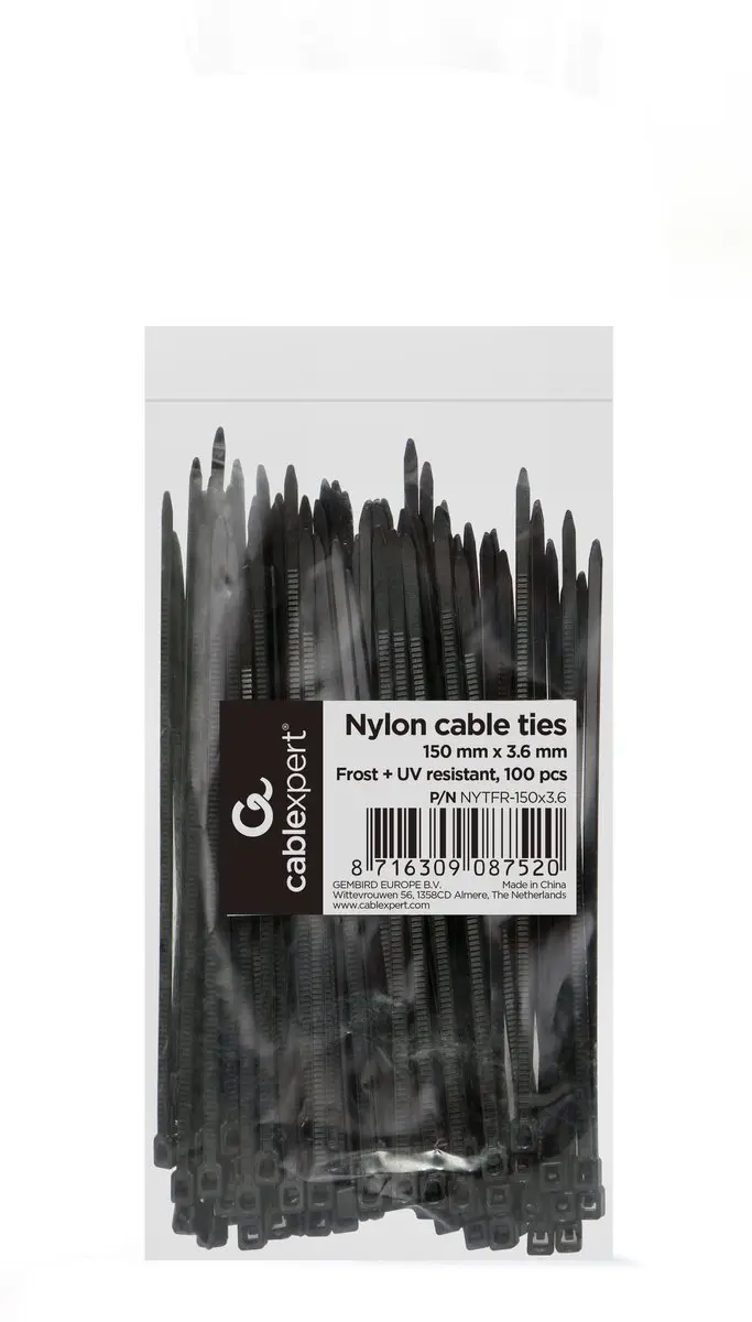 Cablexpert Nylon Tiewraps 150x3,6mm - 100 Stuks - Zwart