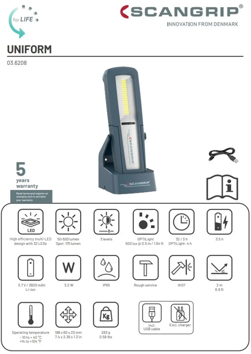 Scangrip UNIFORM LED Handlamp - afbeelding 4 van 6