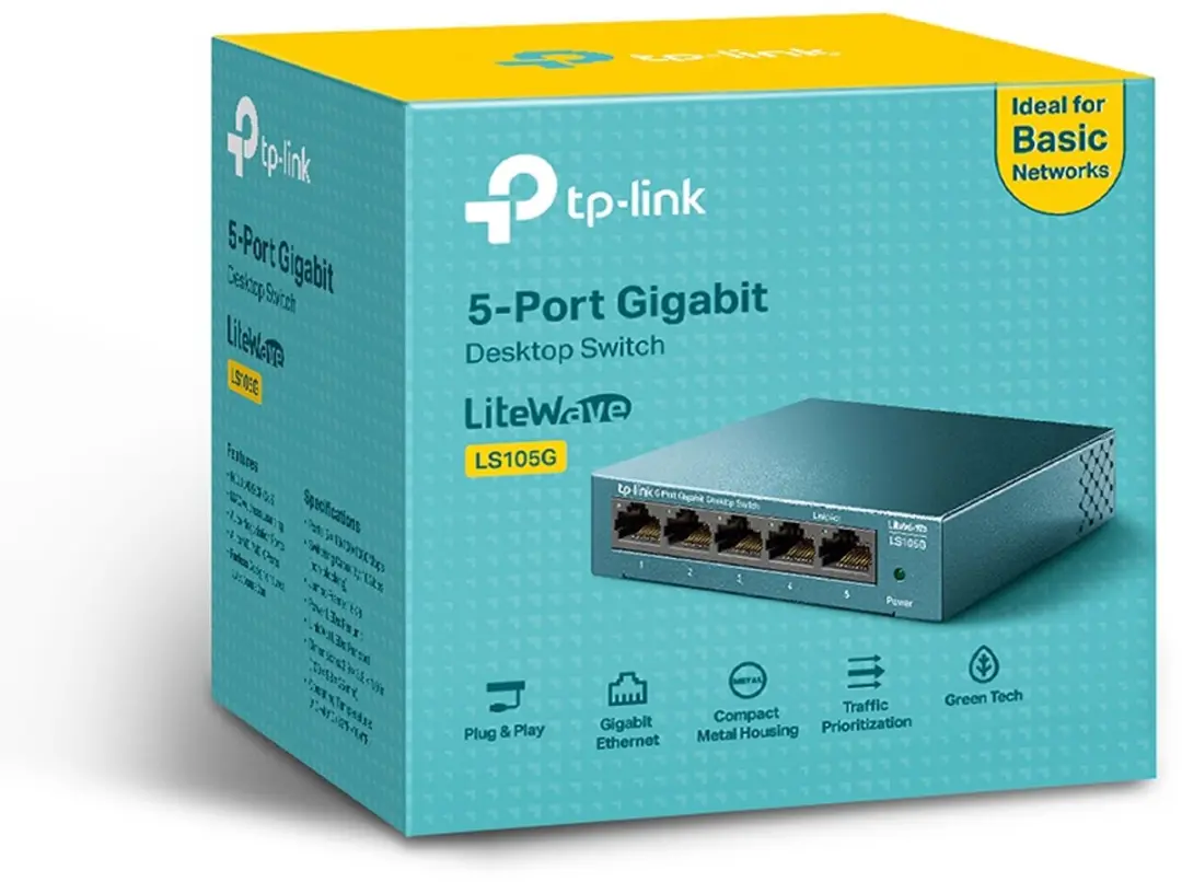 TP-Link LS105G 5-Poorts Gigabit Switch - Blauw