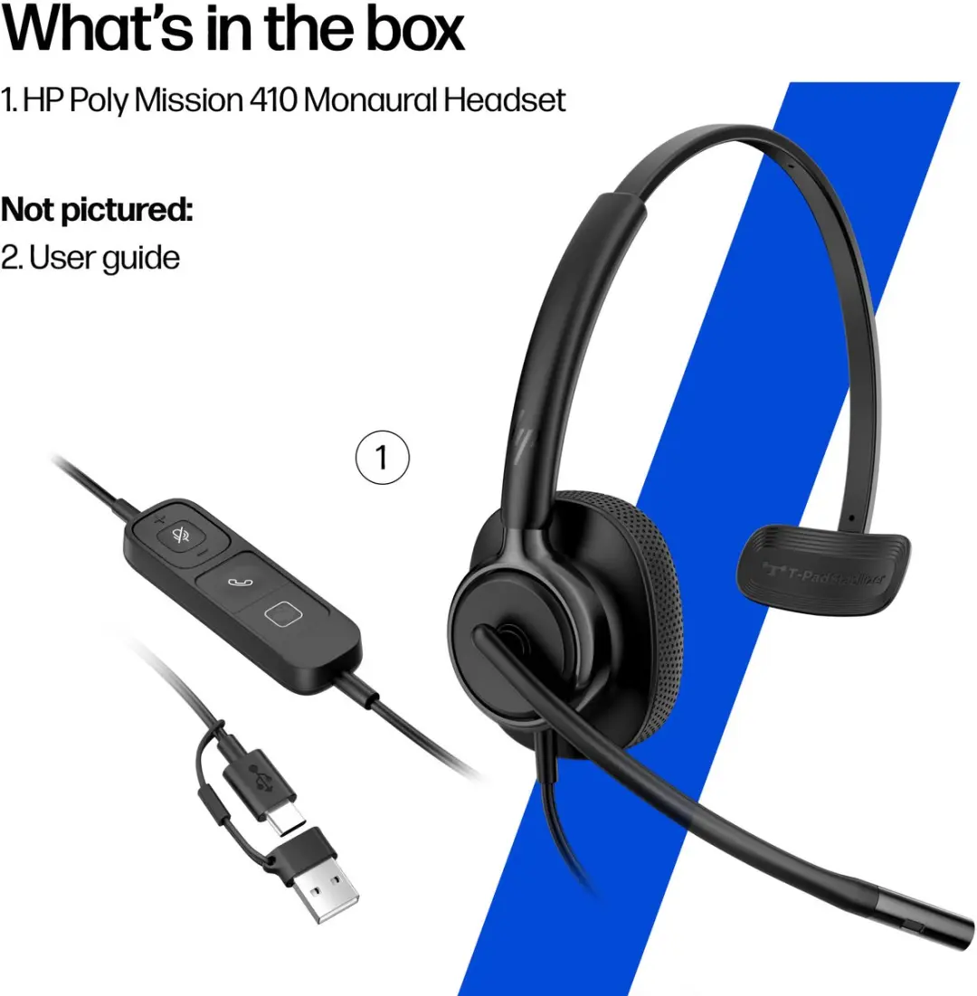 HP Poly Mission 415 Headset - Zwart - afbeelding 2 van 6