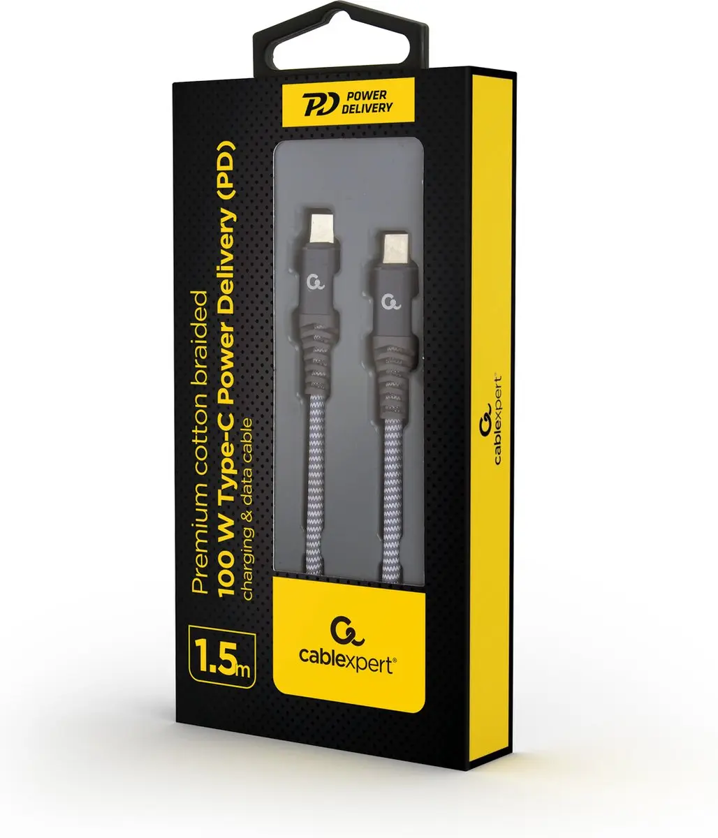 Cablexpert USB-C Premium Kabel 1.5m - 20V/5A - Grijs