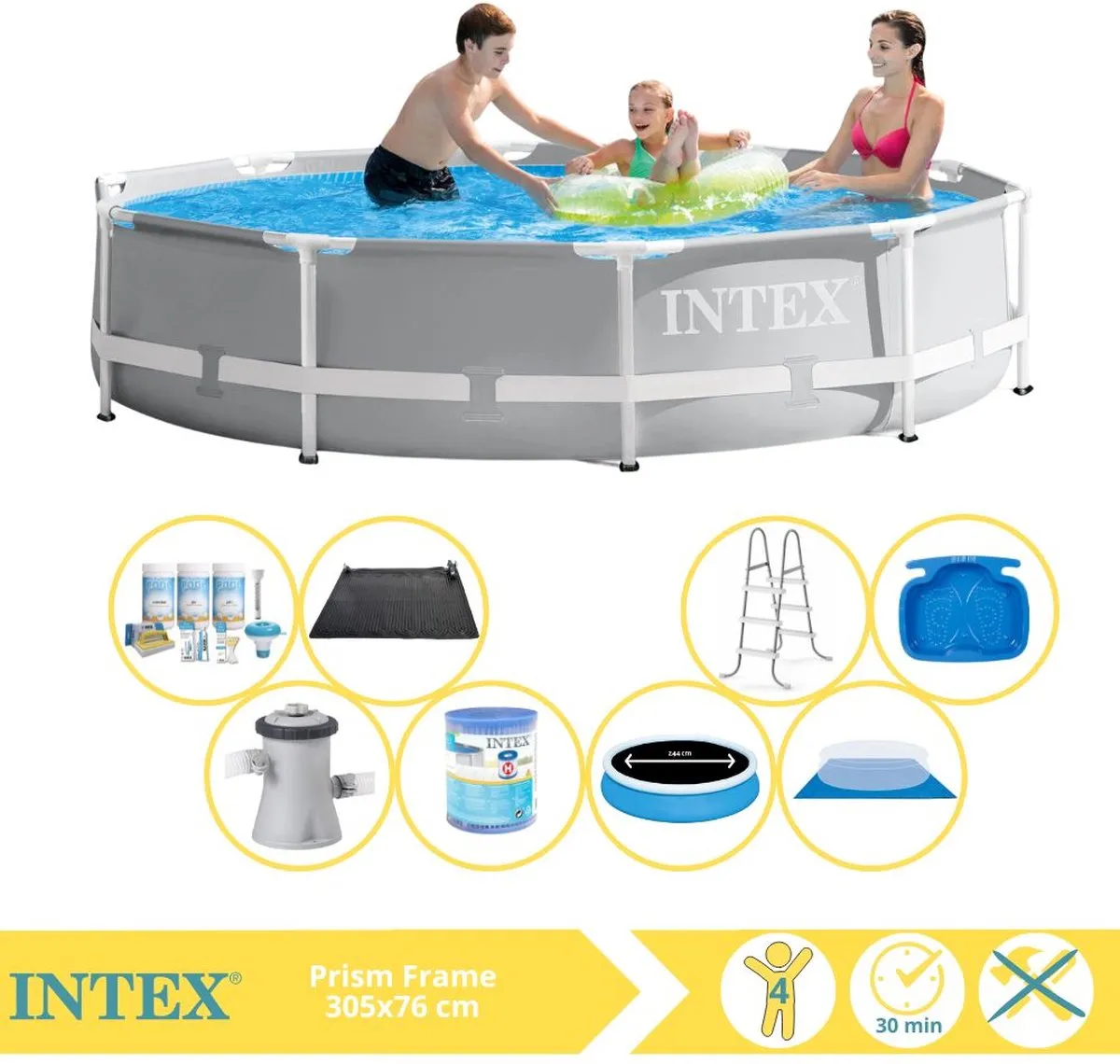 Intex Prism Frame 26712GN Opzetzwembad 366x76cm - Grijs/Wit - afbeelding 2 van 6