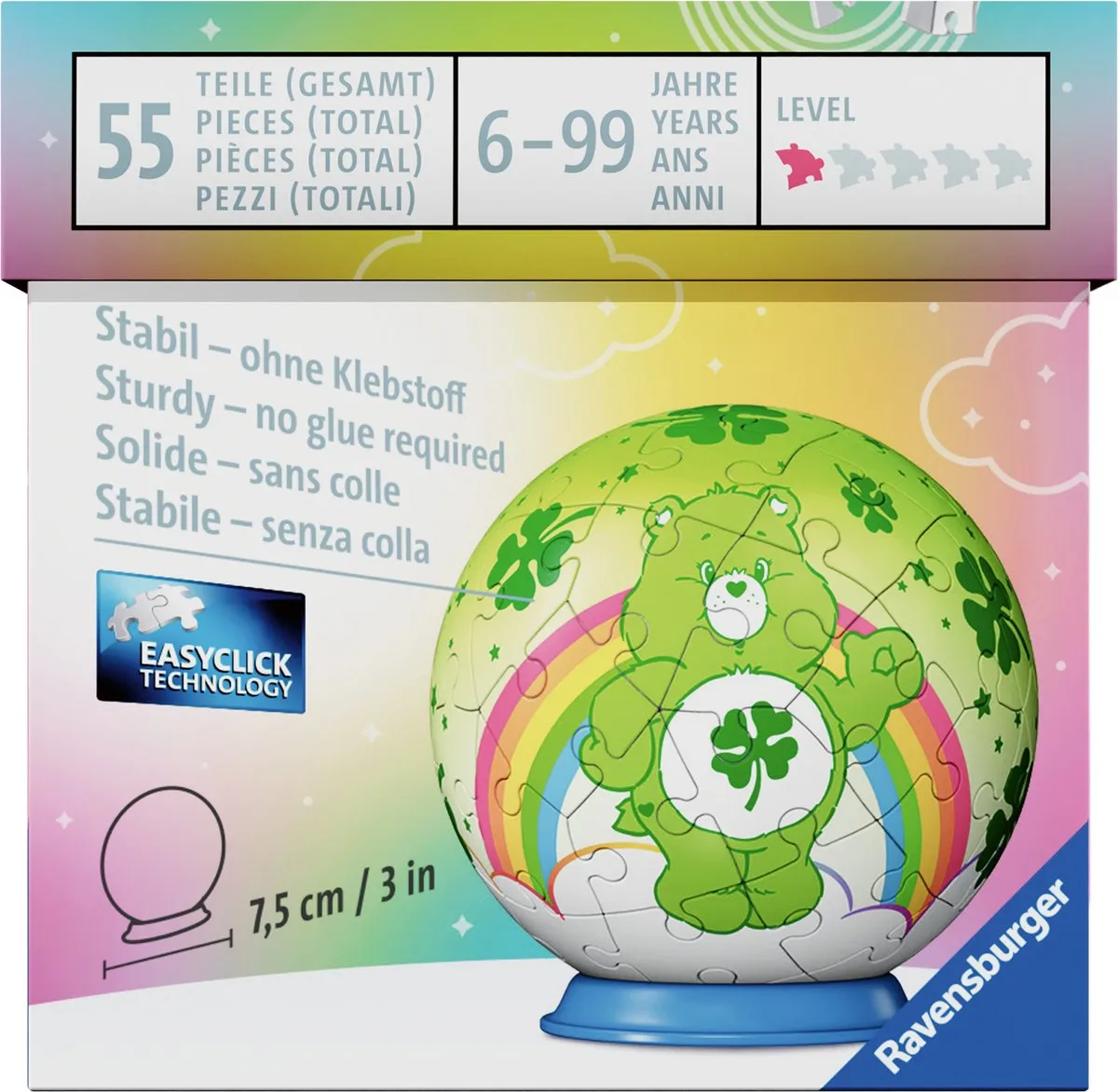 Ravensburger Care Bears Good Luck Bear 3D Puzzle-Ball - 55 Stukjes - afbeelding 6 van 6