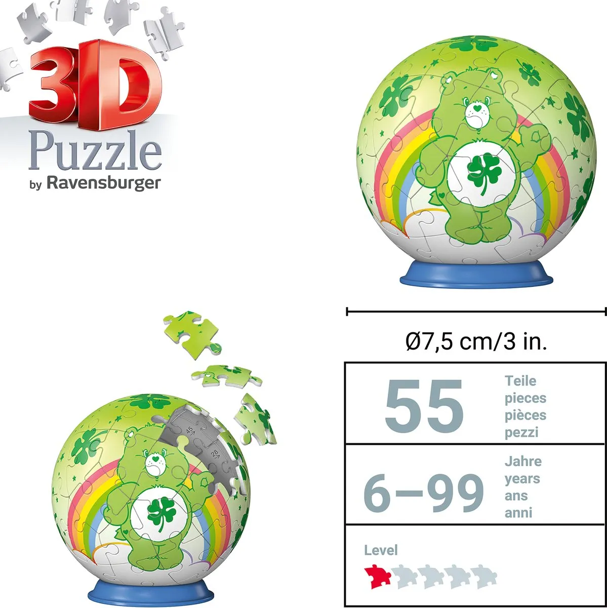Ravensburger Care Bears Good Luck Bear 3D Puzzle-Ball - 55 Stukjes