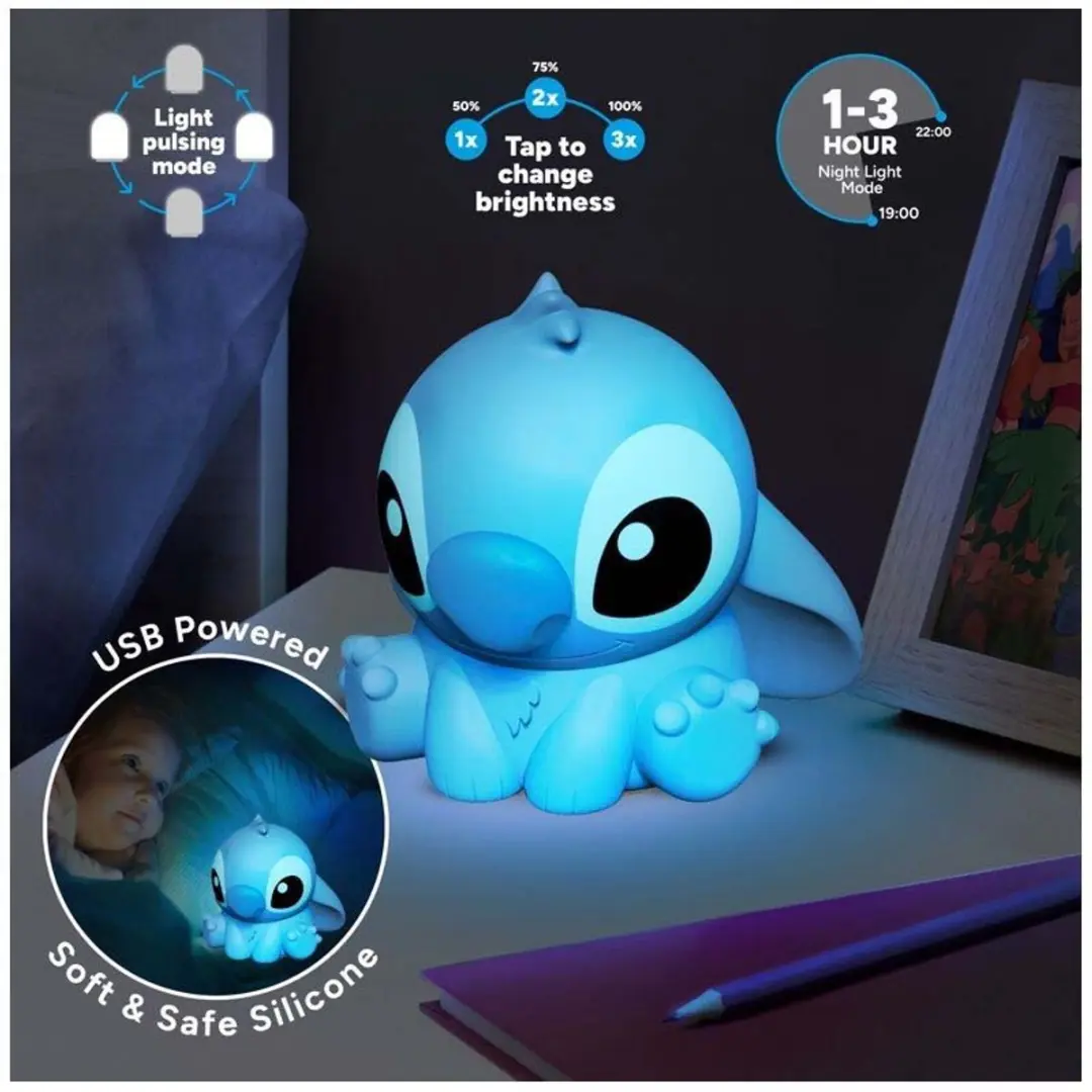Stitch Silicone SquishyGlo Nachtlamp - Oplaadbaar - Blauw