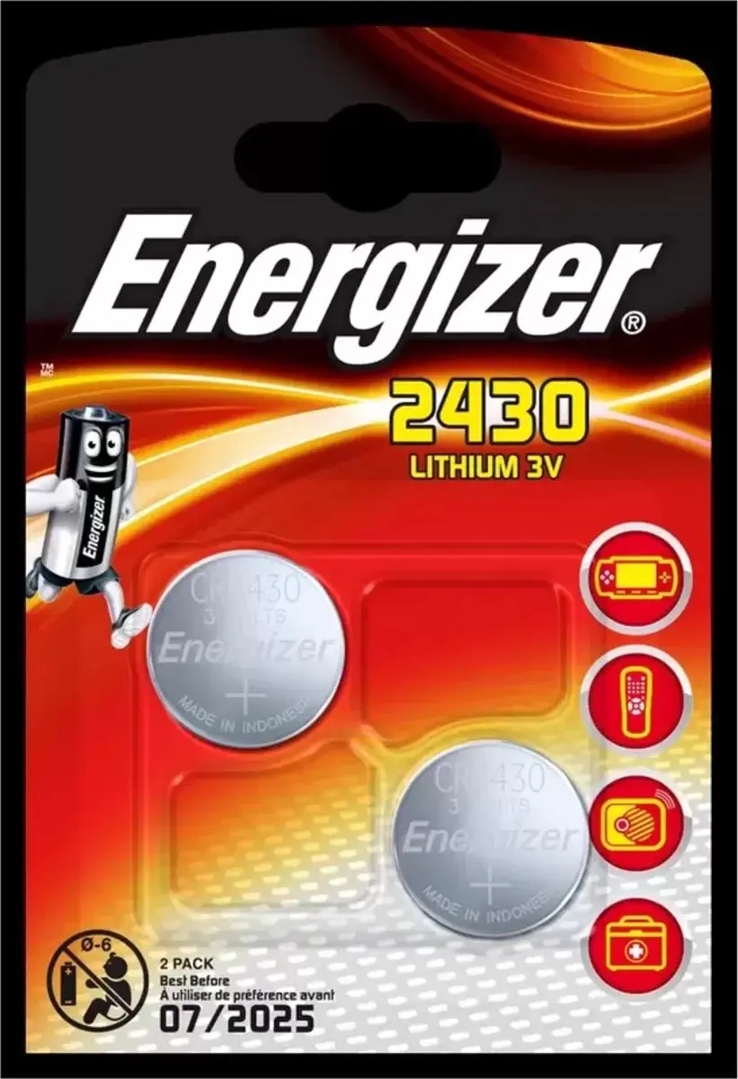 Energizer CR2430 Knoopcel 3V - 2 Stuks