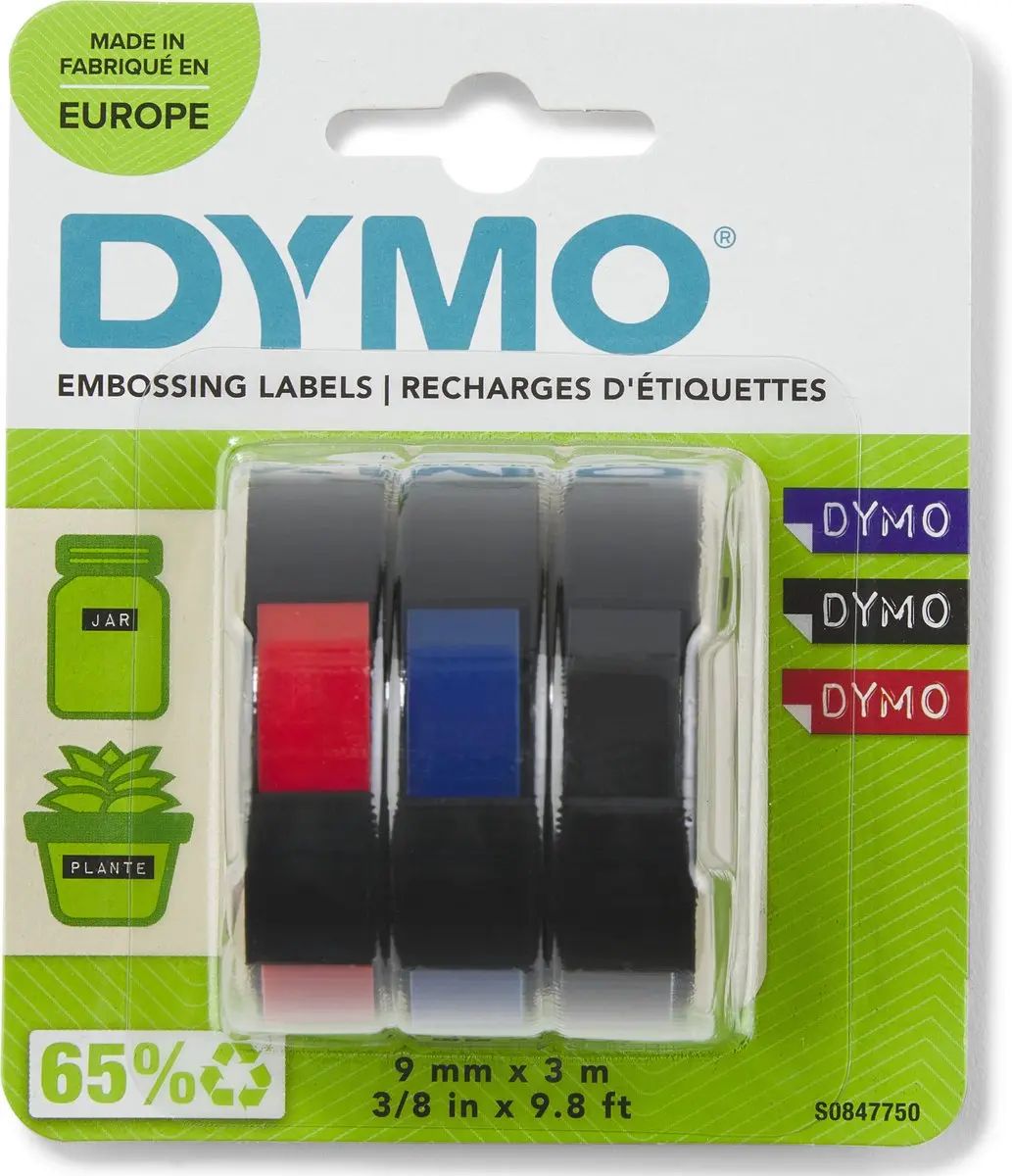 DYMO S0847750 Reliëftape 9mm x 3m