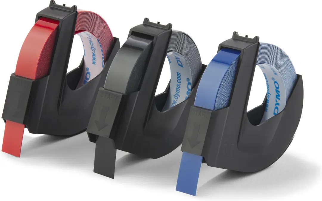 DYMO S0847750 Reliëftape 9mm x 3m - 3 Stuks - Blauw/Rood/Zwart