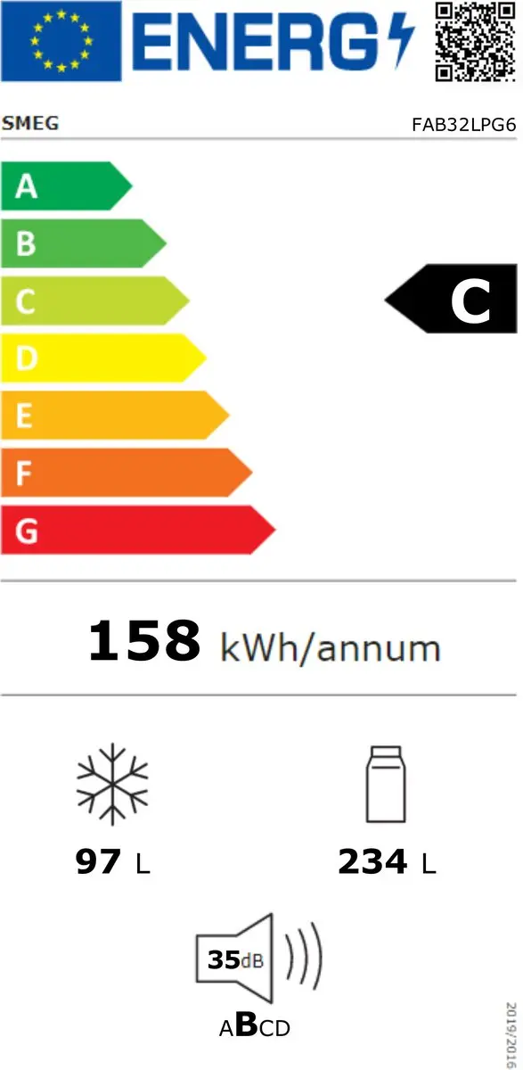 Smeg FAB32LPG6 Koel-Vriescombinatie - 331L - Groen