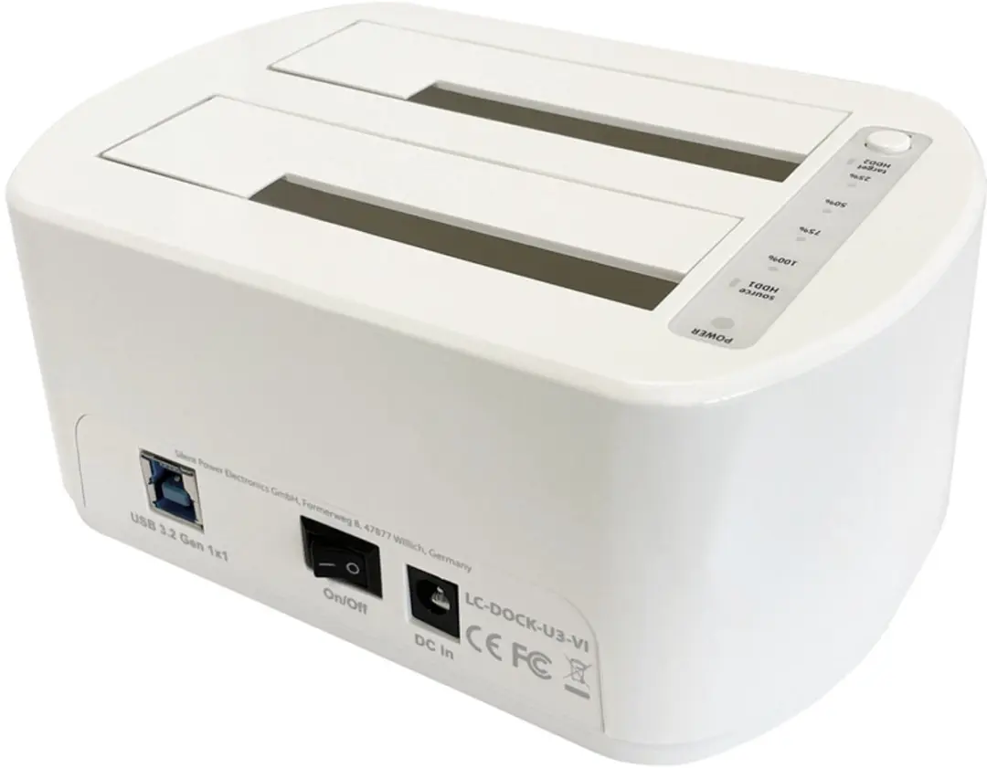 LC-Power LC-DOCK-U3-VI Dockstation - 2x SATA 2,5/3,5" - USB 3.0 Wit