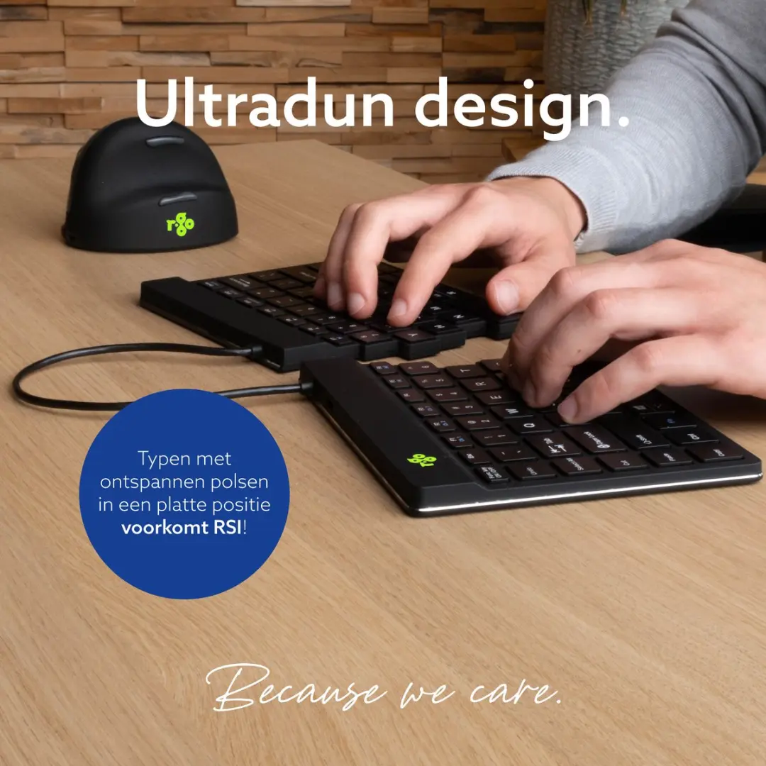 R-Go Split RGOSBUSWLBL Draadloos Ergonomisch Toetsenbord - Zwart