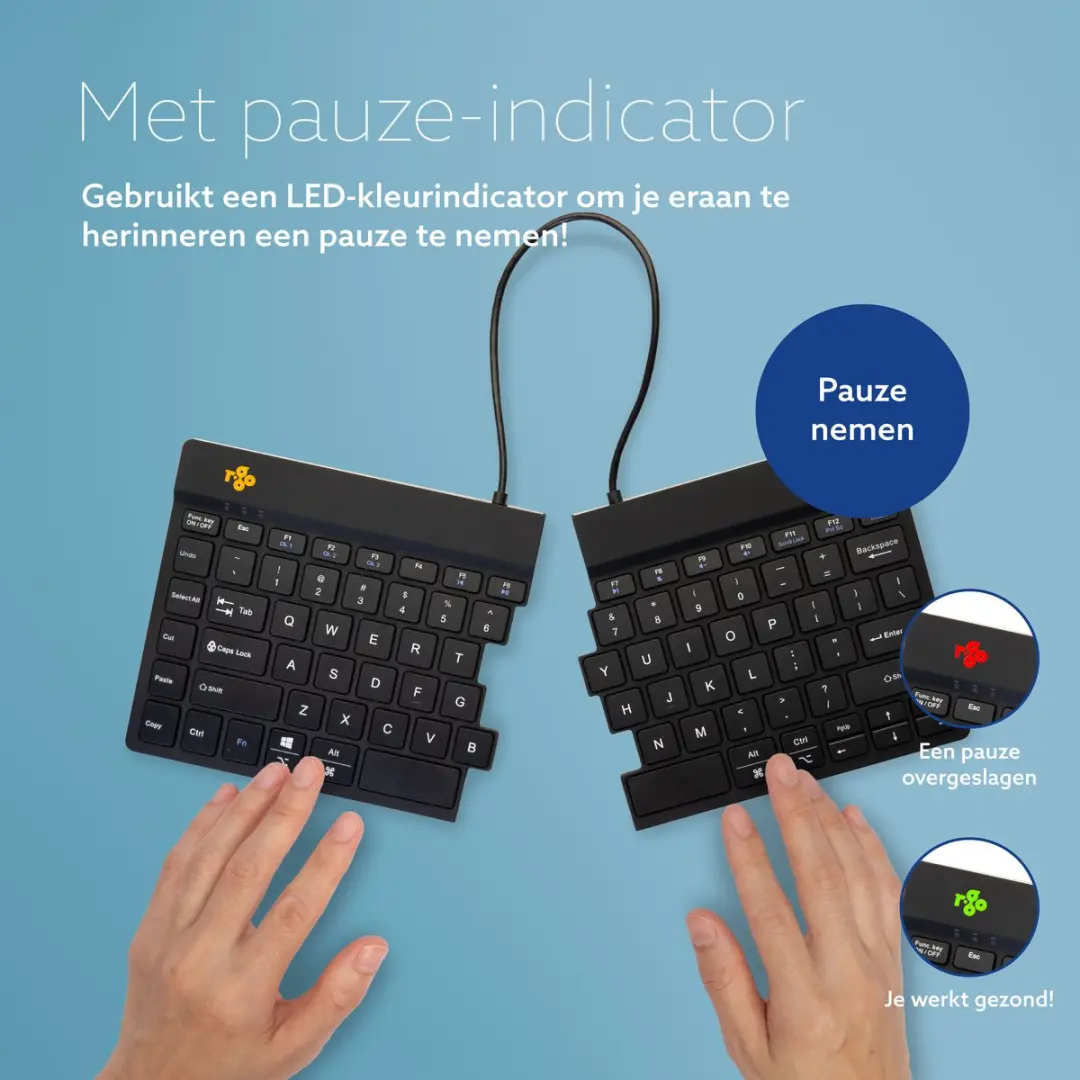 R-Go Split RGOSBUSWLBL Draadloos Ergonomisch Toetsenbord - Zwart