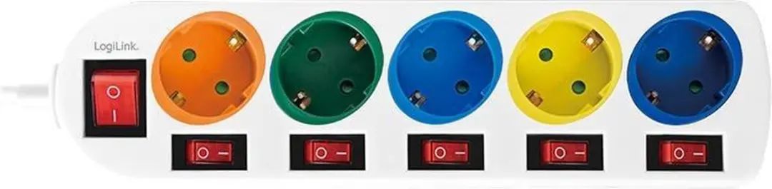 Logilink LPS258 5-voudige stekkerdoos 1,5m - Wit