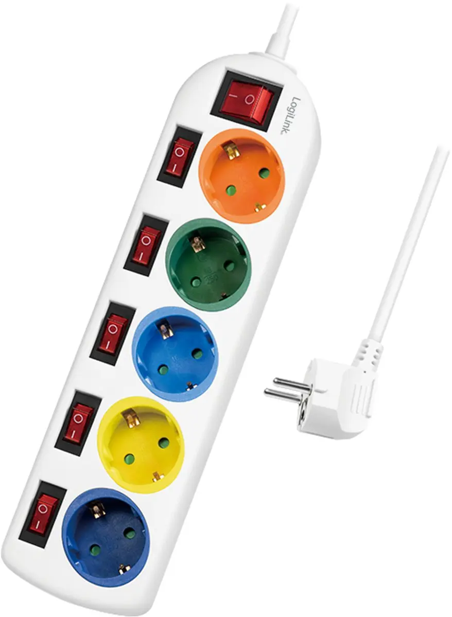 Logilink LPS258 5-voudige stekkerdoos 1,5m