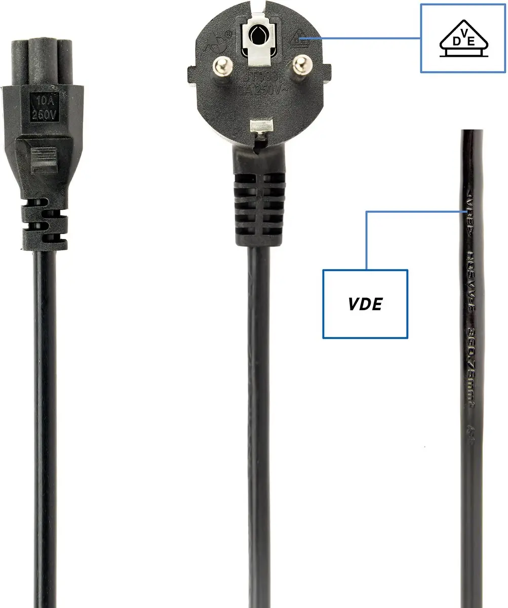 Cablexpert C5 CEE 7/7 Stroomkabel 3x0,75mm² - 3m - Zwart
