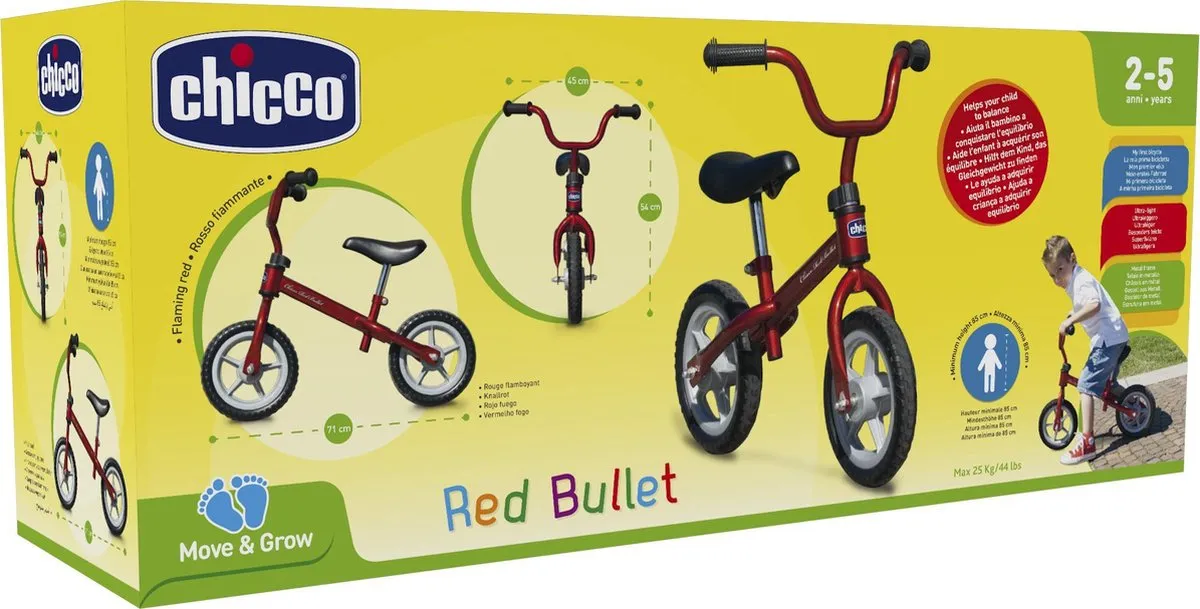 Chicco Red Bullet Loopfiets 10 Inch - Rood