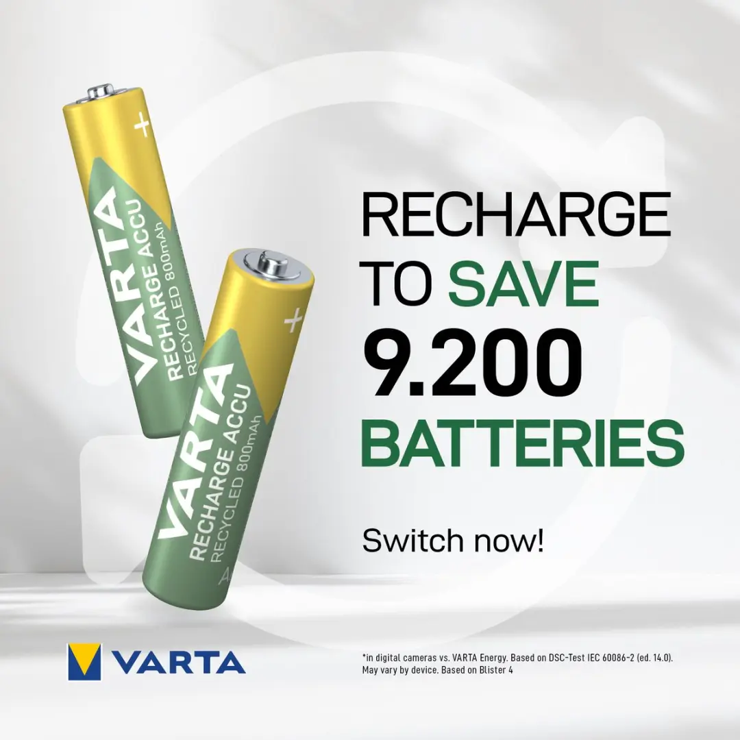 Varta Recycled AAA Oplaadbare Batterijen 800mAh